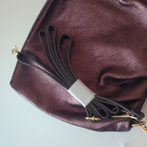 NWT ANDREA CARDONE ITALIA LEATHER BRONZE CROSSBODY CONVERTIBLE BAG - Picture 4 of 9